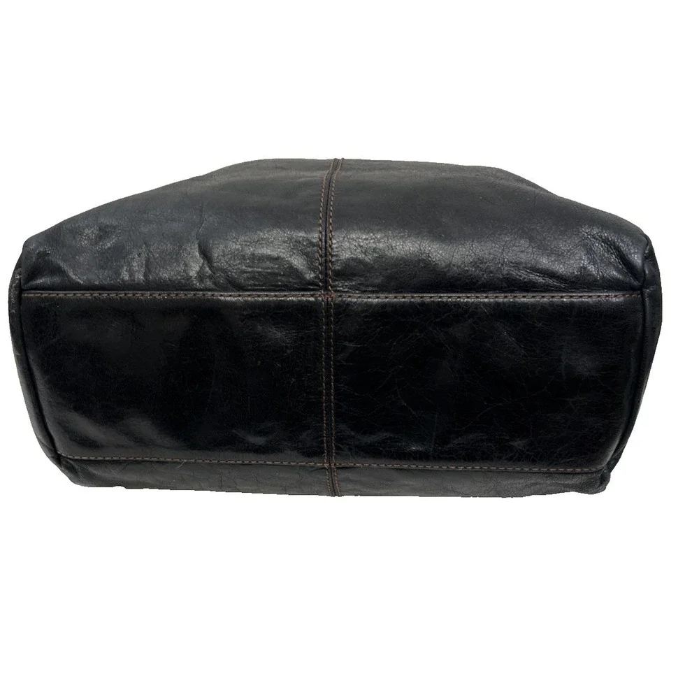 Hobo The Original Sheila Black Leather Bag Satchel Hoop Handles Shoulder Strap